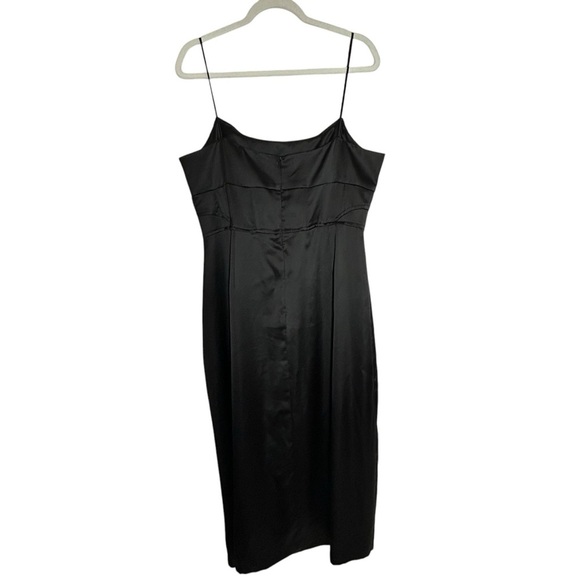 Zara Satin Elegant Black Evening Midi Dress Size XL - Picture 8 of 16